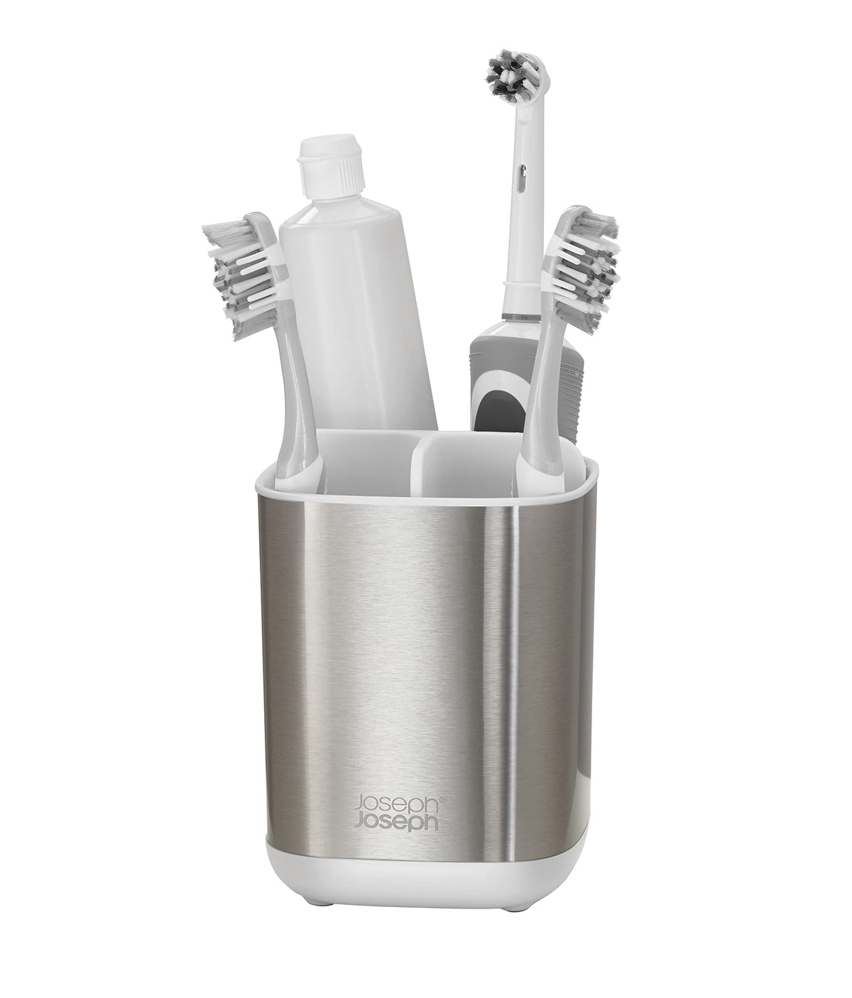 Joseph Joseph Easy-Store - Compact Toothbrush Holder Caddy Bathroom Storage , Grey/White, Regular