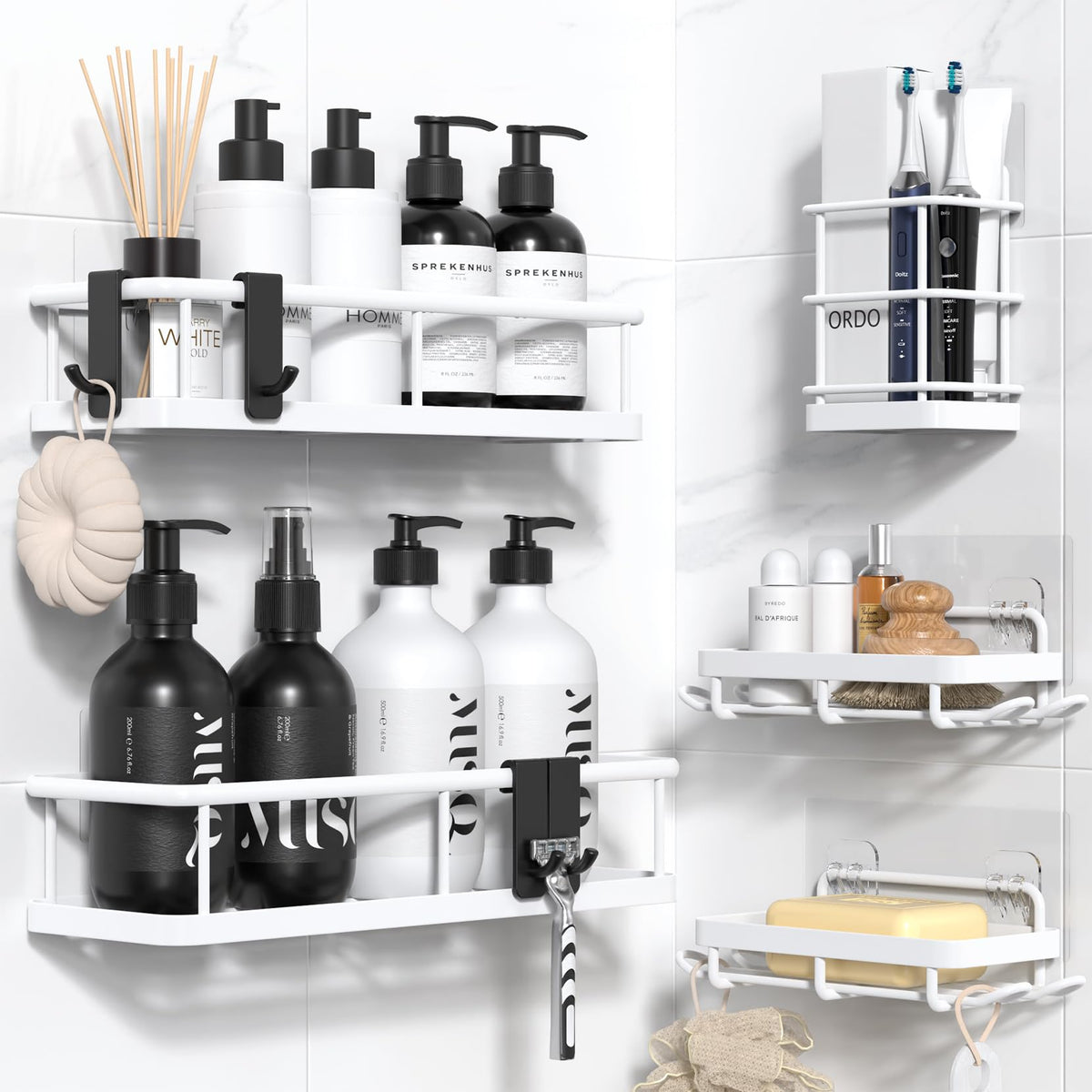 YASONIC Shower Caddy Adhesive, Rustproof Shower Organizer, Large Capacity Shower Shelves for Inside Shower, No Drilling Bathroom Organizers and Storage for Home Decor (2 Pack Bronze)