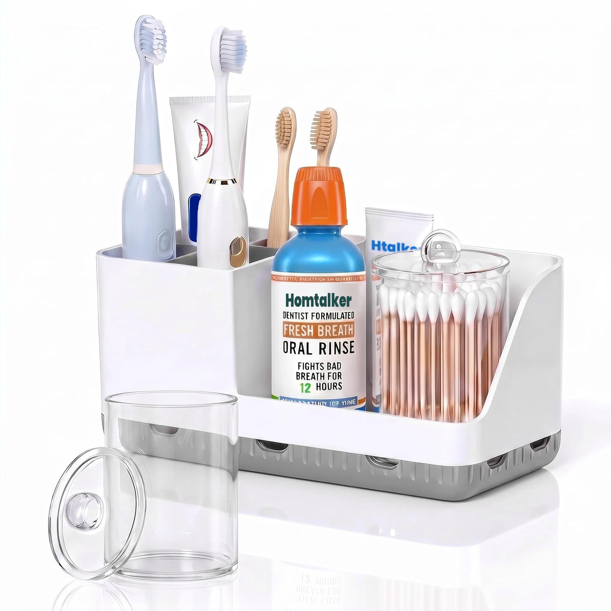 Toothbrush Holder Bathroom Counter Organizer & Storage Detachable