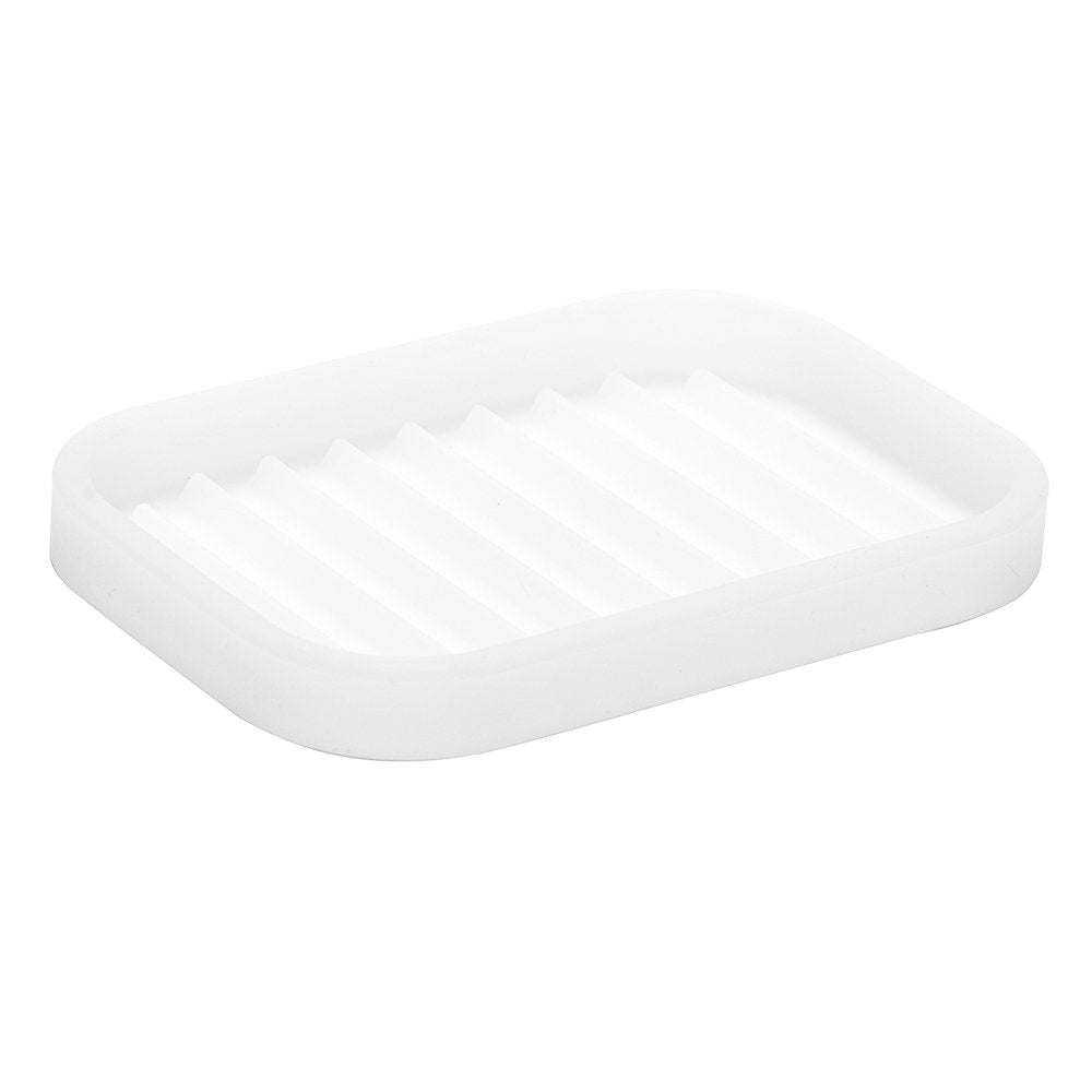 iDesign Silicone Soap Dish for Bar Soap or Scrub Brush, Black