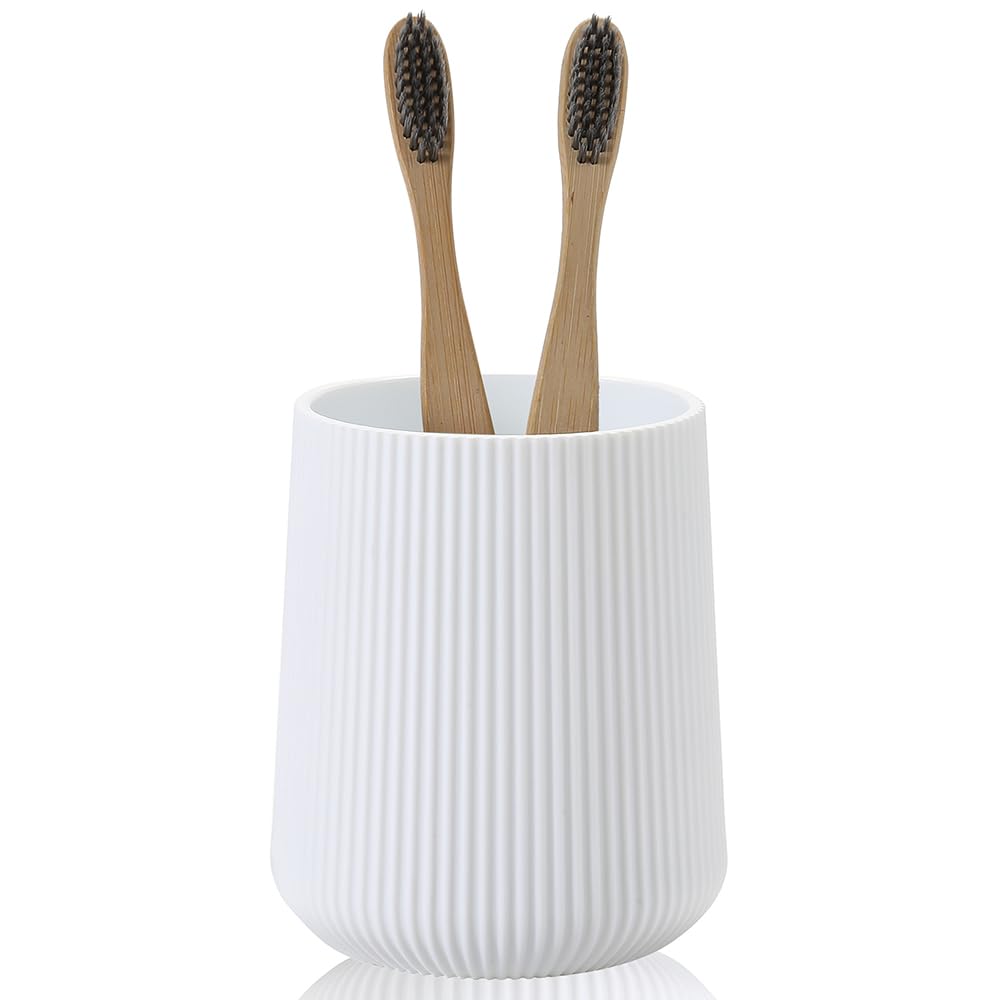YAUKPH Beige Striped Toothbrush Holder