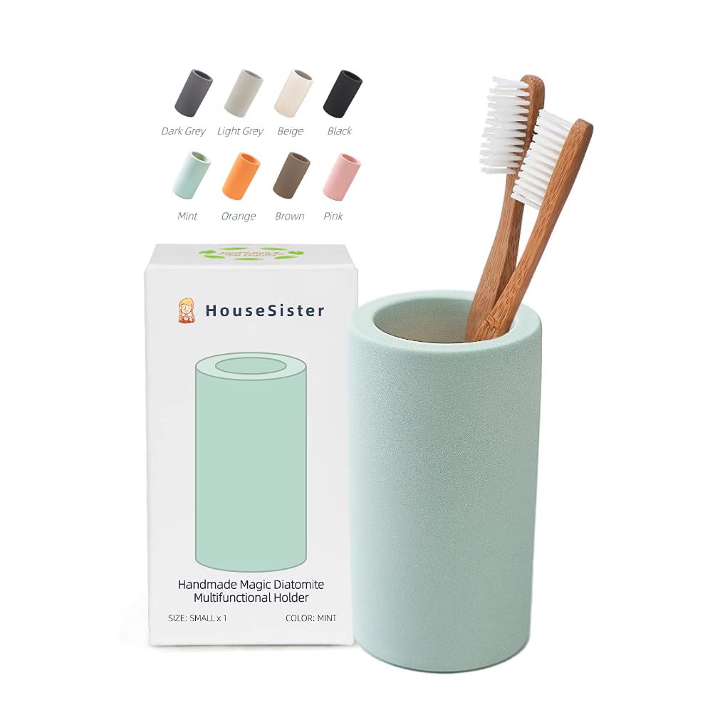 Fast-Drying Diatomite Toothbrush Holder - Bathroom Countertop Organizer Stand for Toothpaste, Makeup Brushes, Razors & Accessories (Light Grey)