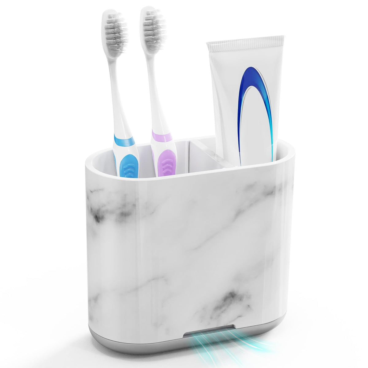 Bamboo Toothbrush Holder for Bathrooms Toothpaste Organizer, Small, White