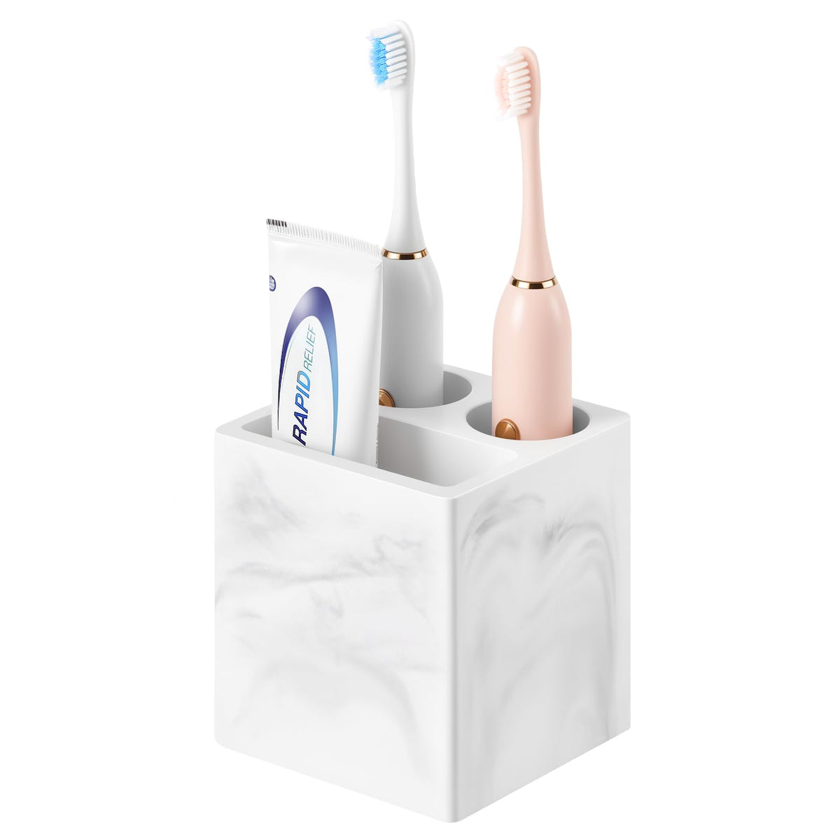 Luxspire Diatomite Toothbrush Holder, 2 Slots, Marble White