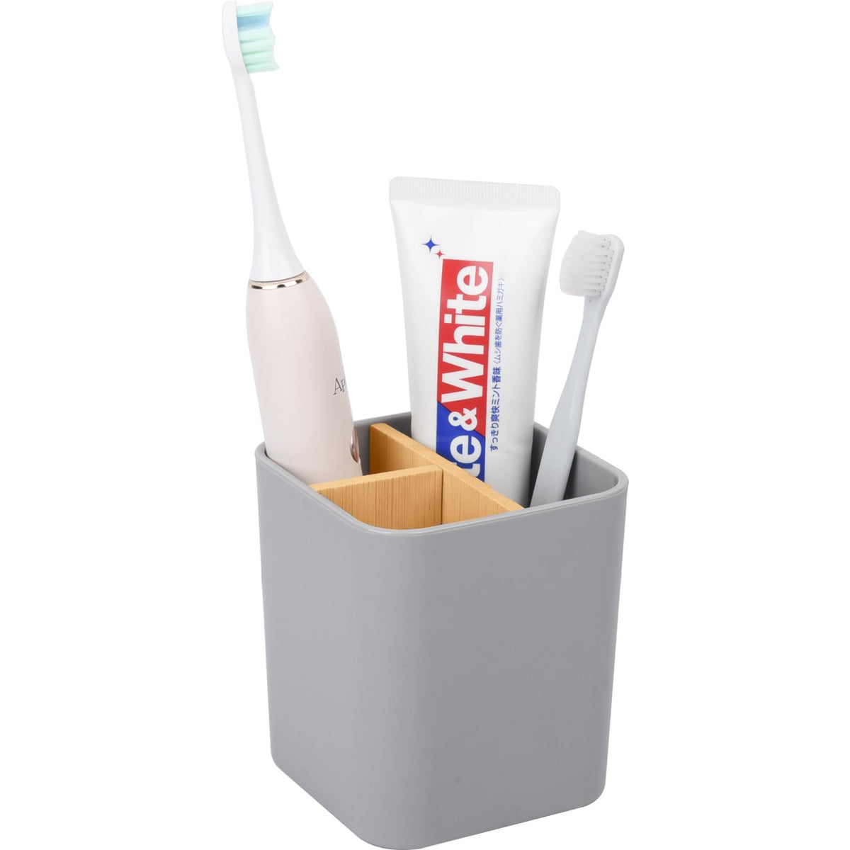 Bamboo Toothbrush Holder for Bathrooms Toothpaste Organizer - Black