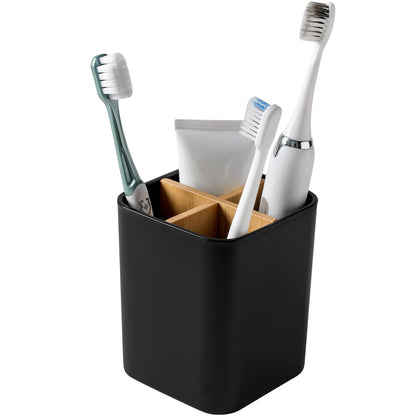Bamboo Toothbrush Holder for Bathrooms Toothpaste Organizer - Green