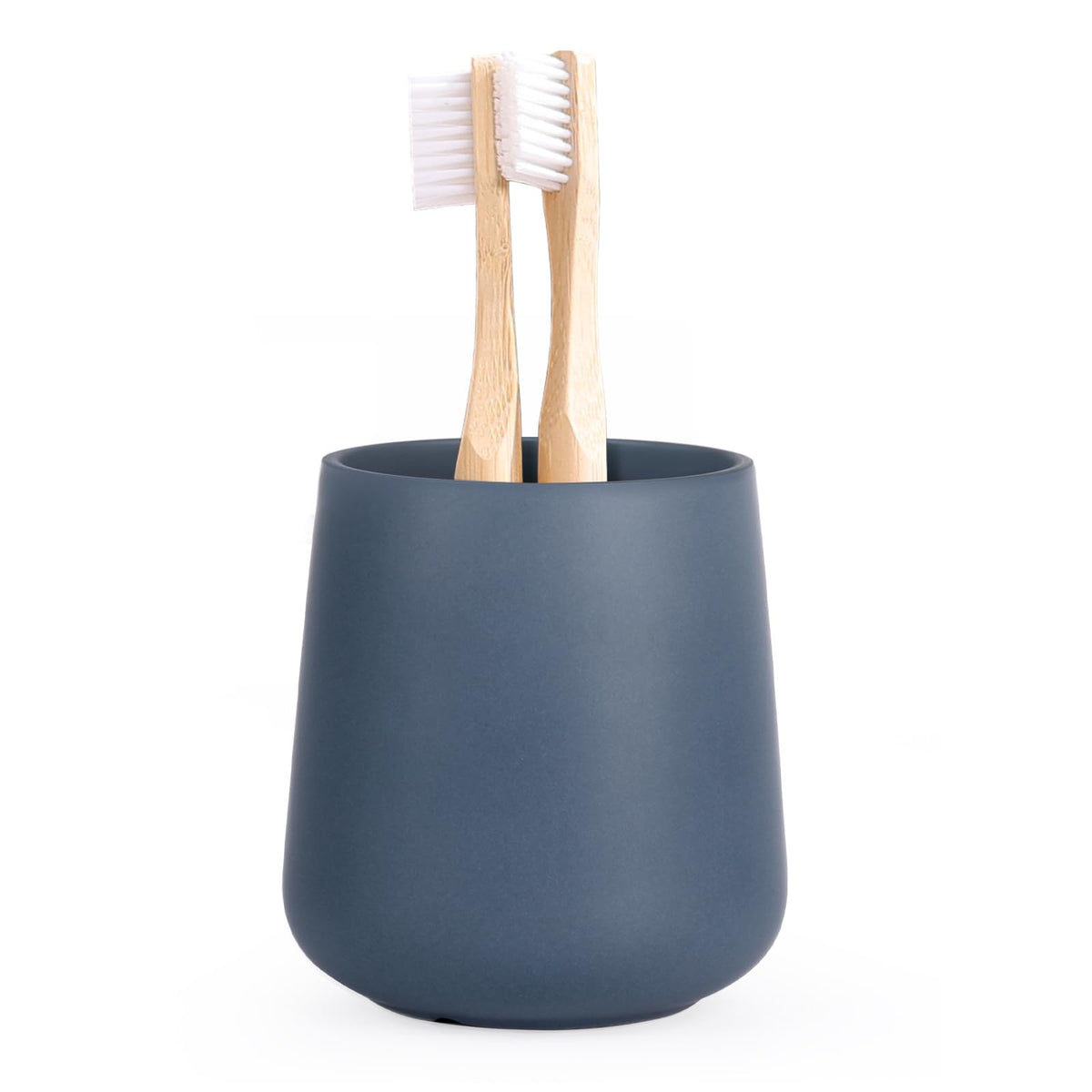 INGOFIN Ceramic Toothbrush Holder Cup, 12 oz Toothpaste Holder for Bathroom Vanity and Countertop, Organizer for Cosmetic, Makeup, Office Pencils, for Hotel Apartment, Kiln-Glazed Blue-Green