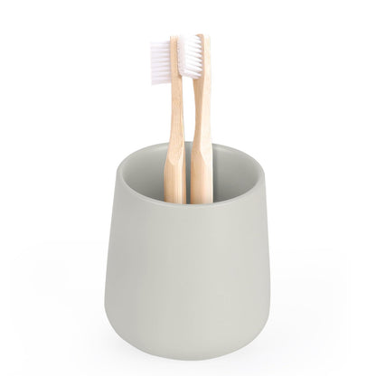 INGOFIN Ceramic Toothbrush Holder Cup, 12 oz Toothpaste Holder for Bathroom Vanity and Countertop, Organizer for Cosmetic, Makeup, Office Pencils, for Hotel Apartment, Kiln-Glazed Blue-Green