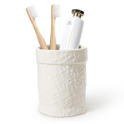 Toothbrush Holder, Tooth Brush Holder for Bathroom - Ceramic Toothbrush Cup White Toothbrush Holders Countertop, Makeup Brush Holder Pen Holder, 3.62" x 3.62" x 3.93", ANTIS'S HOME