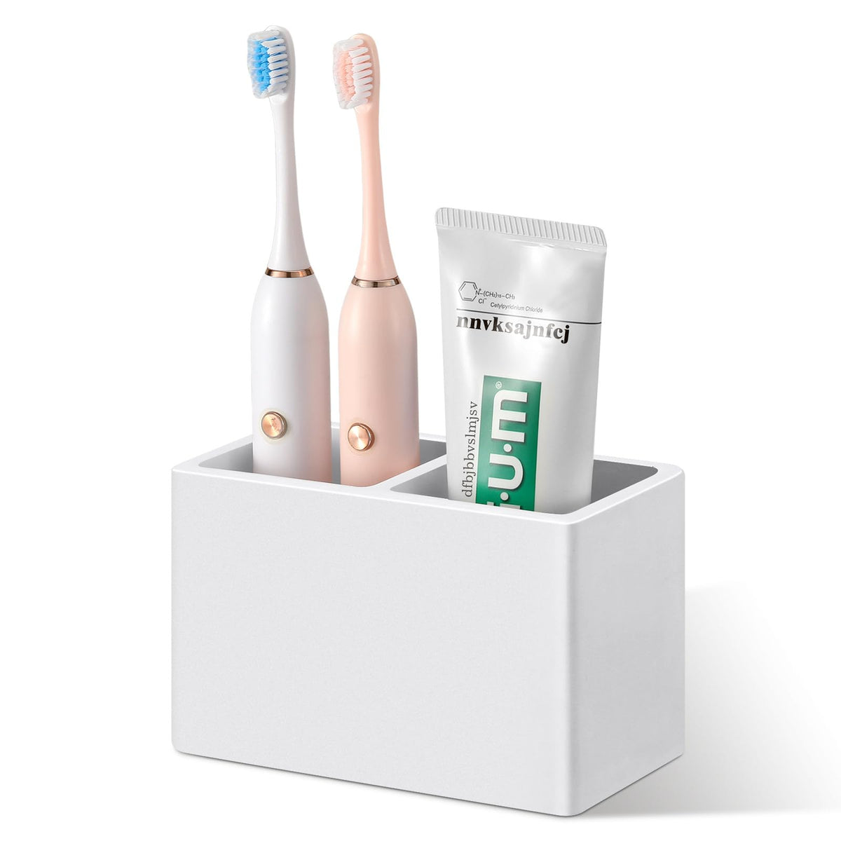 Luxspire Diatomite Toothbrush Holder, 2 Slots, Marble White