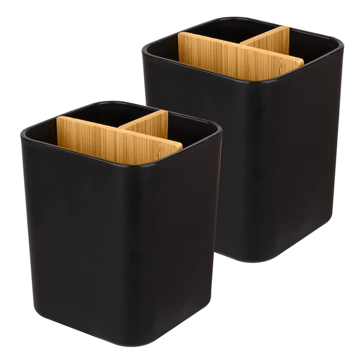 Bamboo Toothbrush Holder for Bathrooms Toothpaste Organizer - Pink