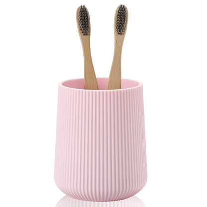 YAUKPH Beige Striped Toothbrush Holder