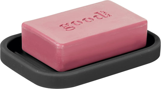 iDesign Silicone Soap Dish for Bar Soap or Scrub Brush, Black