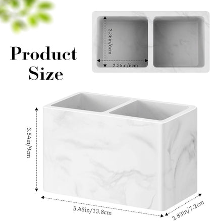Luxspire Diatomite Toothbrush Holder, 2 Slots, Marble White