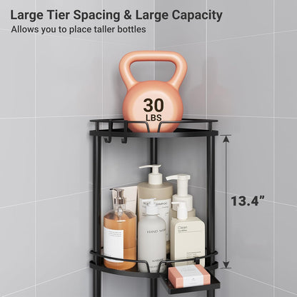 ELYKEN Corner Shower Caddy Standing, 3 Tier Metal Shower Organizer, Black