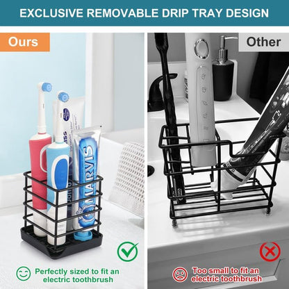 Toothbrush Holders for Bathroom,Black,Stainless Steel,Detachable, 3 Slot