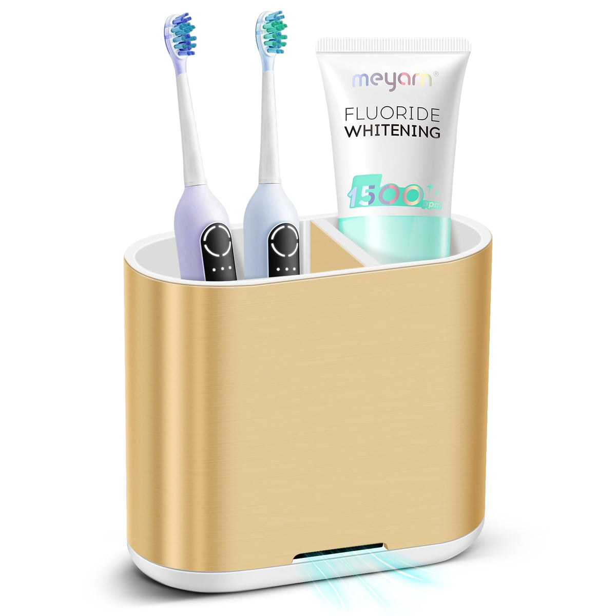 Bamboo Toothbrush Holder for Bathrooms Toothpaste Organizer, Small, White
