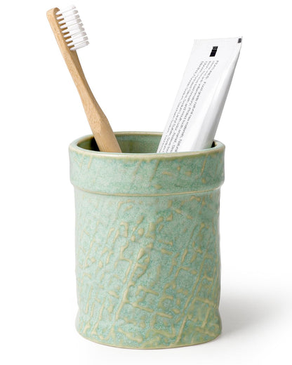 Toothbrush Holder, Tooth Brush Holder for Bathroom - Ceramic Toothbrush Cup White Toothbrush Holders Countertop, Makeup Brush Holder Pen Holder, 3.62" x 3.62" x 3.93", ANTIS'S HOME