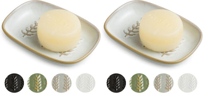 Miamolo Soap Dish Bar Cleaner Dish for Shower, Ceramic Soap Dishes for Large Soap Bar Shampoo or Sponge, Shower Soap Dish Soap Saver Tray for Bathroom Kitchen Sink, Easy to Clean