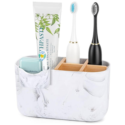 GFWARE White Toothbrush Holder, 5 Slots Bathroom Storage Organizer