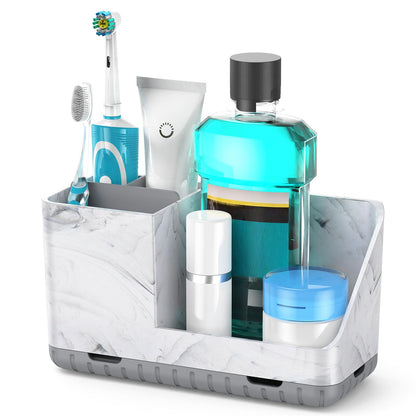 Toothbrush Holders for Bathroom Counter Organizer and Storage (White)