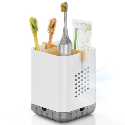 Boperzi Toothbrush Holders for Bathrooms, Detachable Electric Toothbrush Holder, Kids Toothbrush Holder Drainage, 3 slot Toothbrush and Toothpaste Holder Storage Caddy, Toothbrush Organizer White/Grey