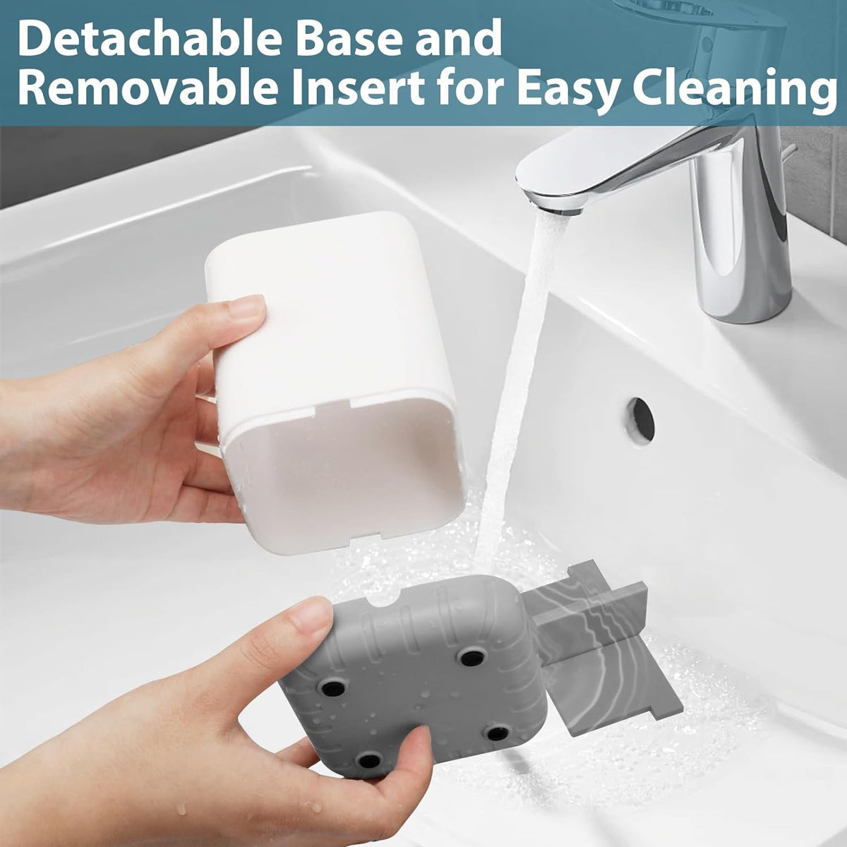 Boperzi Toothbrush Holders for Bathrooms, Detachable Electric Toothbrush Holder, Kids Toothbrush Holder Drainage, 3 slot Toothbrush and Toothpaste Holder Storage Caddy, Toothbrush Organizer White/Grey