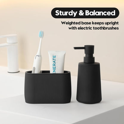 YAUKPH Toothbrush and Toothpaste Holder Black Striped