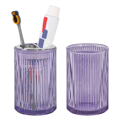Toothbrush Holders for Bathrooms, 2pcs Glass Toothbrush Holder, 12oz Bathroom Tumbler and Mouthwash Cup, Tooth Brush and Toothpaste Organizer for Bathroom Vanity Countertop (Green Gold)