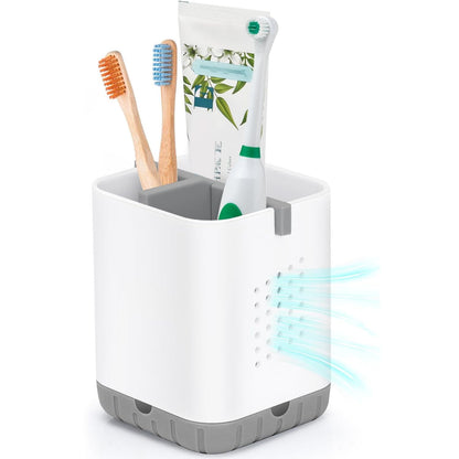 Boperzi Black Toothbrush Holders for Bathroom, Electric Toothbrush Holder with Bamboo Divider, Detachable Anti-Slip Toothbrush and Razor Holder Drainage for Shower, Toothbrush Organizer and Storage