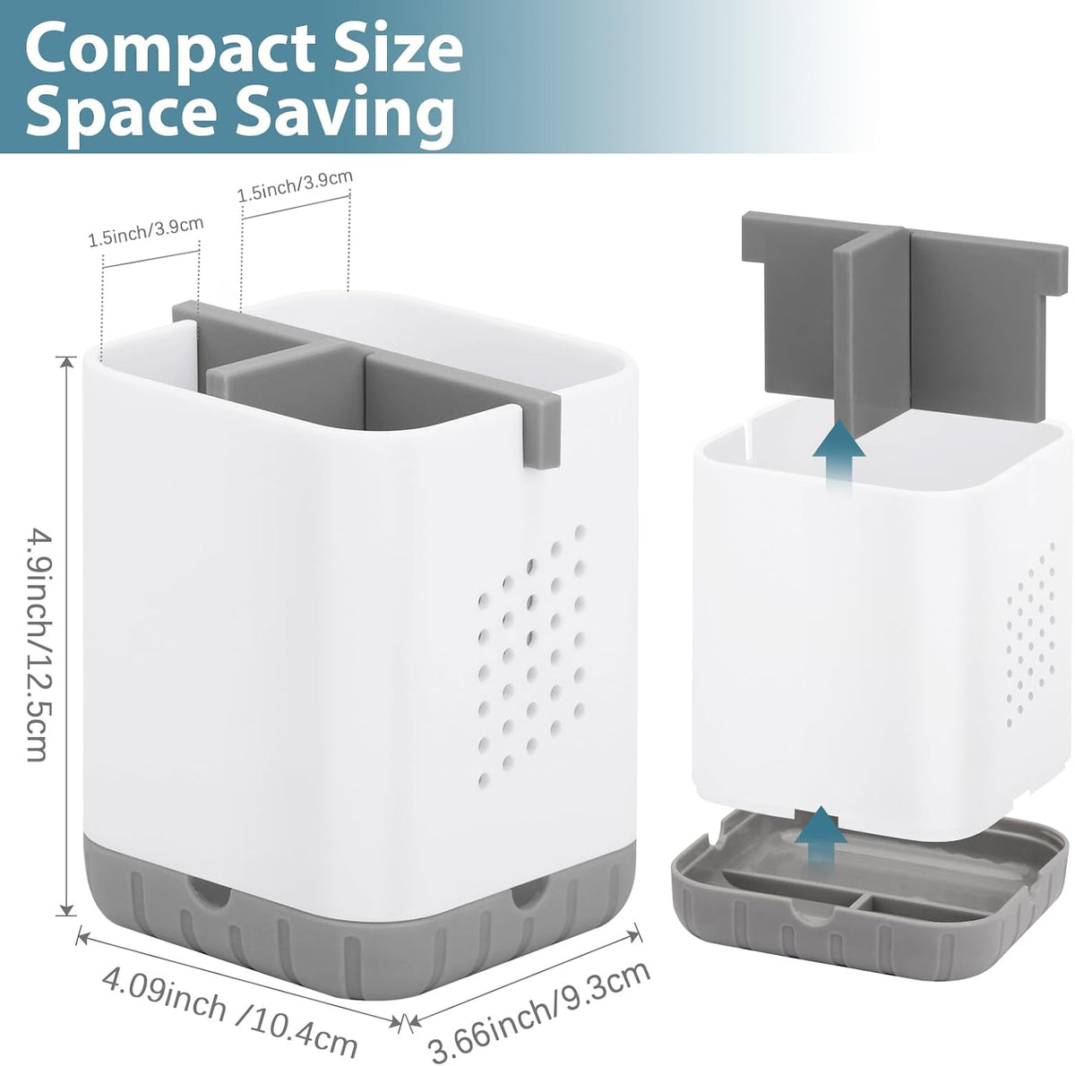 Boperzi Toothbrush Holders for Bathrooms, Detachable Electric Toothbrush Holder, Kids Toothbrush Holder Drainage, 3 slot Toothbrush and Toothpaste Holder Storage Caddy, Toothbrush Organizer White/Grey