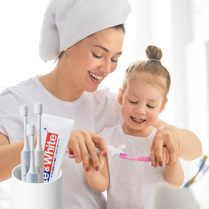 Toothbrush Holders for Bathrooms - 2 Cups Ceramic Toothbrush Toothpaste Holders Set, White Bathroom Tumbler Cups Reusable Toothbrush Mouthwash Cup, Bathroom Counter Organizer