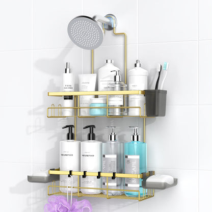 Hanging Shower Caddy Over Showerhead - Rustproof No Drill Shower Organizer