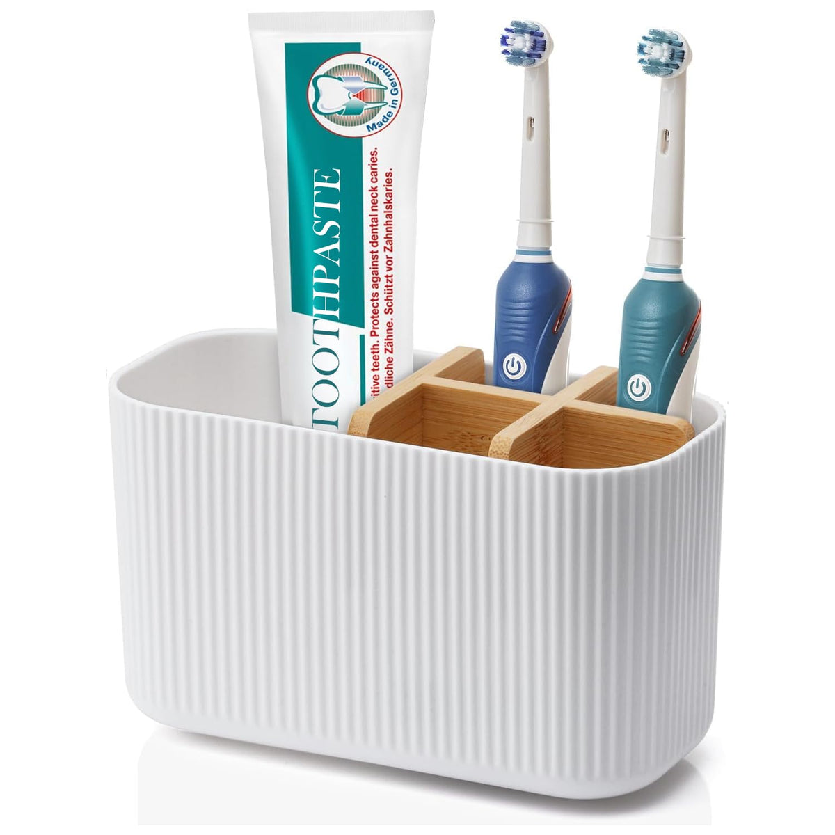 GFWARE White Toothbrush Holder, 5 Slots Bathroom Storage Organizer