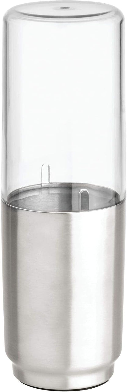iDesign Austin Metal Covered Holder Stand, Holds Regular and Electric Toothbrushes in Master, Guest, Kid's, College Dorm Bathroom, Brushed