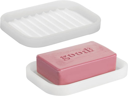 iDesign Silicone Soap Dish for Bar Soap or Scrub Brush, Black