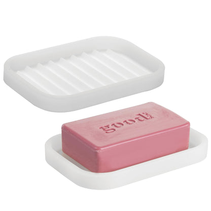 iDesign Silicone Soap Dish for Bar Soap or Scrub Brush, Black