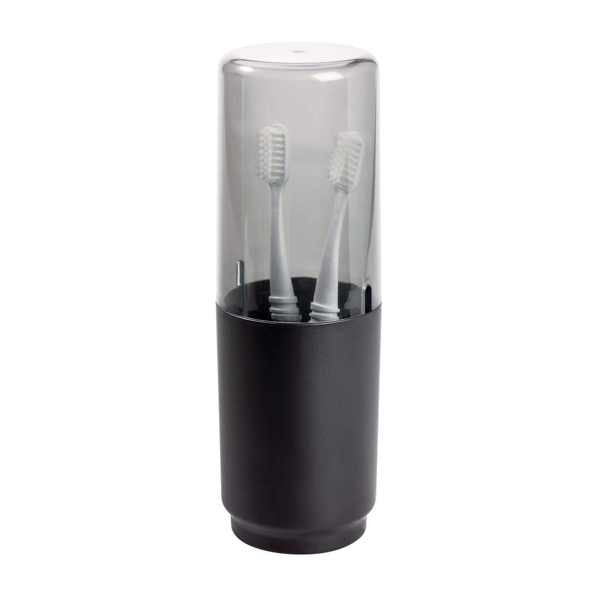 iDesign Austin Metal Covered Holder Stand, Holds Regular and Electric Toothbrushes in Master, Guest, Kid's, College Dorm Bathroom, Brushed