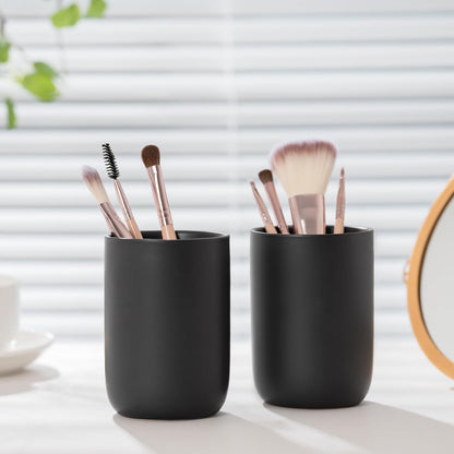 Bathroom Ceramic Toothbrush Cup, Matte Black Toothbrush Cup Holder, Bathroom Storage Organizer