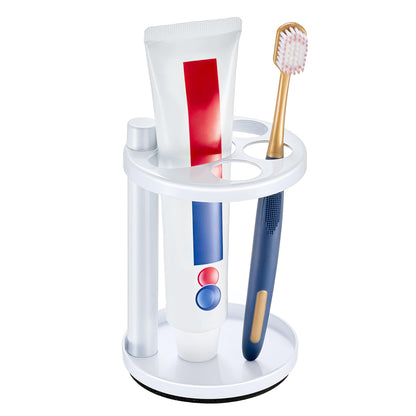 Toothbrush & Toothpaste Holder for Bathroom Countertop, Metal Electric Toothbrush Stand with Razor Slot, Ideal Design Caddy for Kids & Family, Black