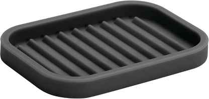 iDesign Silicone Soap Dish for Bar Soap or Scrub Brush, Black