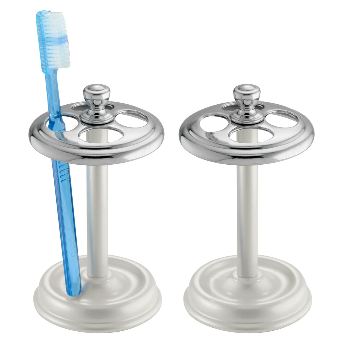 iDesign Steel Divided Toothbrush Holder Stand, 3.25" x 3.25" x 5.75"