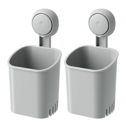LEVERLOC Powerful Suction Cup Toothbrush Holders for Bathroom Wall, White