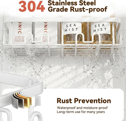 YASONIC Shower Caddy Adhesive, Rustproof Shower Organizer, Wall Shower Rack