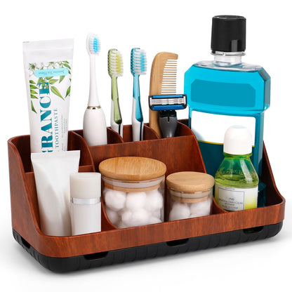 GFWARE Bathroom Organizers and Storage - Detachable 7 Slots Kids Electric Toothbrush and Toothpaste Holde Drainage for Bathroom Accessories Organization Counter Vanity Storage