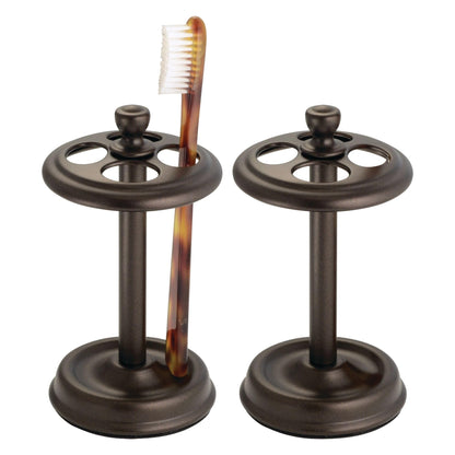 iDesign Steel Divided Toothbrush Holder Stand, 3.25" x 3.25" x 5.75"