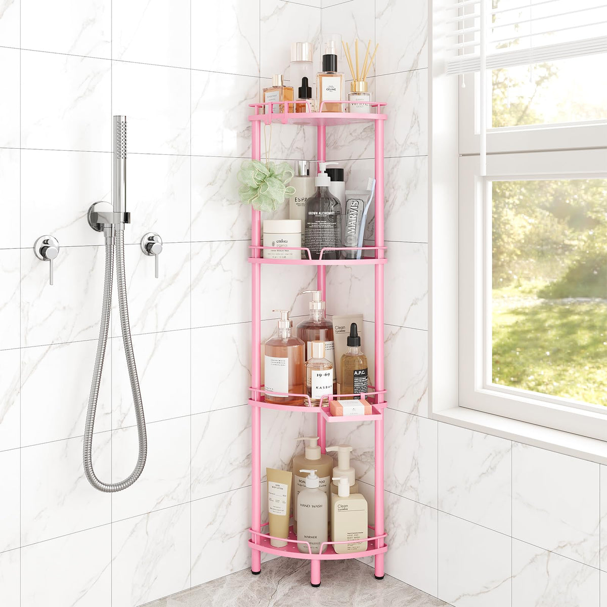 ELYKEN Corner Shower Caddy Standing, 3 Tier Metal Shower Organizer, Black
