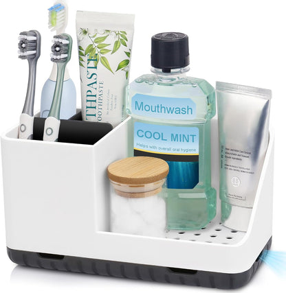 Toothbrush Holders for Bathroom Counter Organizer and Storage (White)
