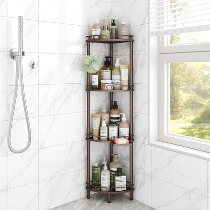 ELYKEN Corner Shower Caddy Standing, 3 Tier Metal Shower Organizer, Black