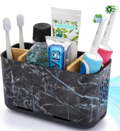 GFWARE Black Toothbrush Holder, 5 Slots Bathroom Organizers and Storage